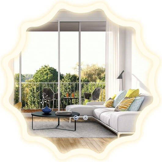 60x60cm Specchio da Bagno a LED, Specchio da Parete Rotondo con Bordo Ondulato, Luci 3 Colori e Anti-appannamento, Specchio per Trucco Illuminato Regolabile con Luce Anti-esplosione e Pulsante