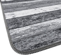 Tappeto Cucina 52x190 cm Bordato Tessitura Piatta Bagno Camera Corridoio Stile Legno Parquet Grigio