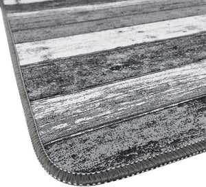 Tappeto Cucina 52x190 cm Bordato Tessitura Piatta Bagno Camera Corridoio Stile Legno Parquet Grigio