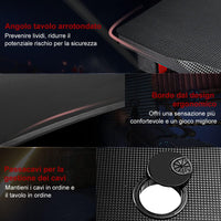Scrivania da Gaming, Scrivania per Computer con Porta Bicchiere, Tavolo da Gamer con Superficie in Fibra di Carbonio, Capacità di Carico 100 kg, Nero
