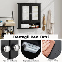 Armadietto da Bagno con Specchio, Armadietto da Parete con Ripiano Regolabile, Mobile da Parete per Bagno (Nero)