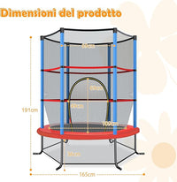 Trampolino Elastico Bambino in Acciaio, Tappeto Elastico Bambini da Esterno e da Interno, con Rete e Cusicnetti Antiscivolo