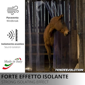 Porta Industriale a Strisce Flessibili in PVC Trasparente 3m x 2m | Ottimo Isolamento Termico | Profilo e Piastre in Acciaio Inox