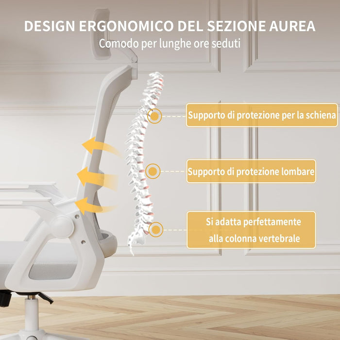 Sedia ufficio con rotelle - RATTANTREE - braccioli regolabili - Funzione Oscillante - Grigio