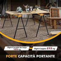 2 Cavalletti da Lavoro Pieghevoli, Coppia di Cavalletti in Metallo per Segare, Carico Fino a 275 kg (Modello 1)
