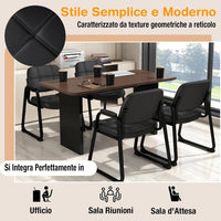 Set di 2 Sedie per Ospiti, Poltrona in Pelle Artificiale con Struttura in Metallo e Braccioli Imbottiti, Sedia da Ufficio Moderna per Sala Conferenze, Portata 120 kg