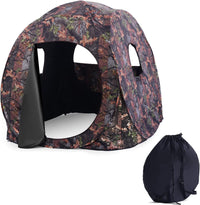 Tenda da Caccia Pieghevole per 3 Persone, Tenda da Caccia con Telaio in Acciaio e Finestre a Maglie, Tenda Mimetica con Borsa per Trasporto, con Visione 270°