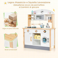 Cucina Giocattolo per Bambini in Legno, Set da Cucina per Bambini con Forno a Microonde, Accessori Vari per Cucinare, per Bambini 3 Anni +