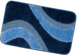 Tappeto Bagno 50x80 cm Scendiletto Antiscivolo Shaggy 3D Moderno Assorbente Blu