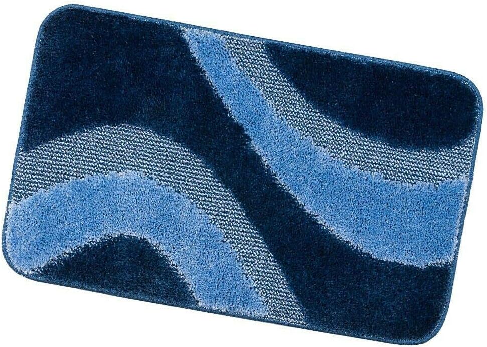Tappeto Bagno 50x80 cm Scendiletto Antiscivolo Shaggy 3D Moderno Assorbente Blu