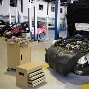 Cassettiera Portautensili a 4 Cassetti, Carrello per Attrezzi con Ruote Bloccabili Ripiano Regolabile e Rivestimento Antiscivolo, 59 x 28 x 102 cm (Giallo Deserto)