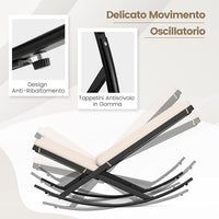 Set 3 Pezzi Sedie a Dondolo, Sedie in Rattan PE con Tavolino in Metallo e Cuscini Spessi, Set di Mobili da Giardino per Balcone e Bordo Piscina