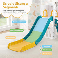 6 in 1 Scivolo per Bambini, Set da Gioco a Forma di L con Canestro da Basket e Telescopio, Spazio di Archiviazione, Scivolo da Interno ed Esterno per 1-3 Anni (Giallo)