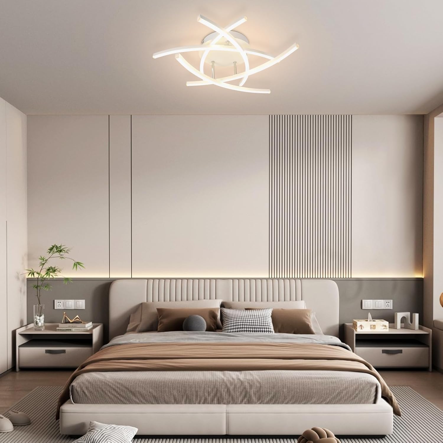 ZMH Lampada da soffitto plafoniera LED design bianca 32W telecomando per soggiorno ufficio