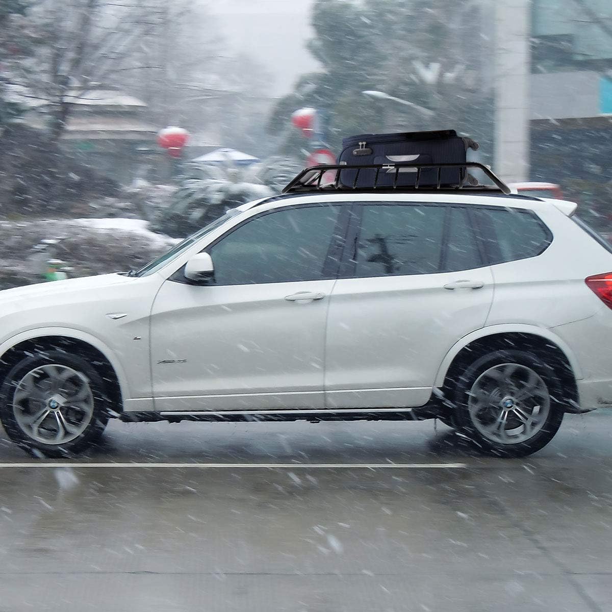 Portapacchi da Tetto Universale, Bagagliera Portabagagli Auto Tetto Portata 110kg, Nero, 120 X 98 X 16,5 cm (Nero, stile 1)