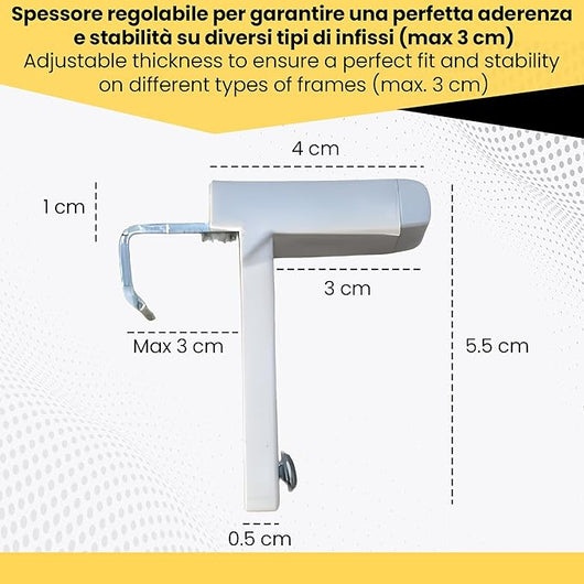 Supporto Gancio No Foro Regolabile per Tende a Rullo e a Pacchetto - 1 Coppia - Installazione Facile e Sicura