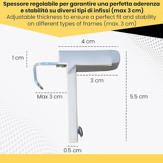 Supporto Gancio No Foro Regolabile per Tende a Rullo e a Pacchetto - 1 Coppia - Installazione Facile e Sicura