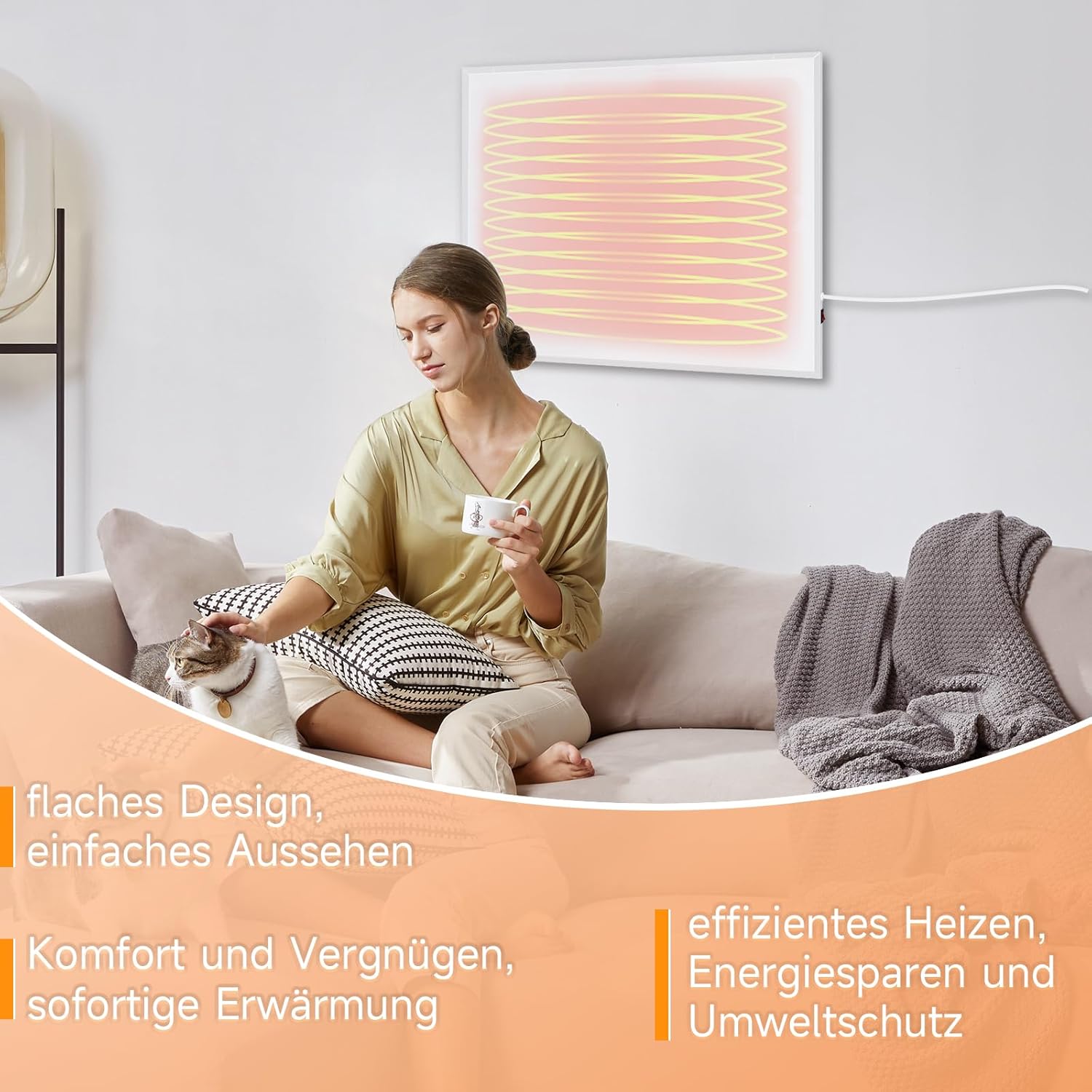 ZMH Termoriscaldatore a Infrarossi 350W Protezione da Surriscaldamento, per Camera/Soggiorno