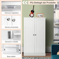 Armadietto Dispensa Alto 104 cm, Mobiletto da Cucina con Ante e Ripiani Regolabili, Credenza Autoportante per Sala da Pranzo, Soggiorno, Camere da Letto, 59 x 30 x 104 cm (Bianco)