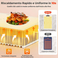 Tappetino Riscaldante per Alimenti, Scaldavivande Elettrico Arrotolabile in Silicone, con Tempo e Temperature Regolabili, Cinturino Autobloccante, per Scongelamento (60 x 38cm,Bianco)