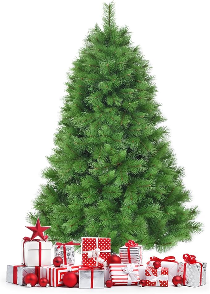 Albero di Natale Artificiale 180/210 CM, Albero di Natale con 586/808 Rami Folti e Base di Metallo, Ideale per Casa, Ufficio e Negozio, Verde (180 CM)