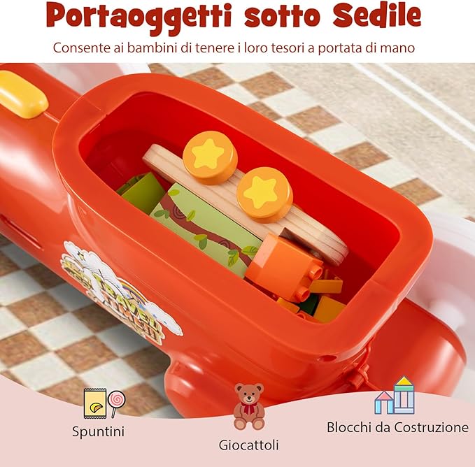 Auto a Spinta per Bambini, macchina cavalcabile con Suono e Spazio di Archiviazione, Auto Scorrevole a Piedi con Volante per Bambini 19-36 Mesi (Arancia)