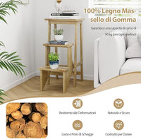 Scaletta Pieghevole, 3 in 1 Scaletta e Sgabello in Legno Multifunzione, 3 Gradini, Reversibili Impugnatura, Portatile e Leggera, Ideale per Studio Soggiorno (Naturale)