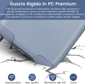 Valigia da Viaggio con Ruote Girevoli, Valigia Trolley con Manico Regolabile in Altezza, Guscio Rigido in PC, 38 x 22 x 57 cm (Blu)