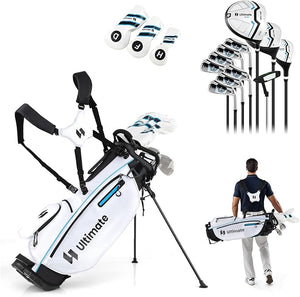 Set Completo di Mazze da Golf con Sacca a Treppiede, Include con Driver 1 da 460CC, Legno 3, Ibrido, Ferri 5, 6, 7, 8, 9, P, S, Putter e Copertura Antipioggia per Destrimani
