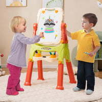 Cavalletto per Bambini, Lavagna Magnetica a Doppia Faccia Regolabile in Altezza, Tavolo da Disegno Staccabile con Manico Portatile e 2 Tazze, per Bambini 3 Anni + (Arancia)