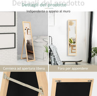 Specchiera da Terra Autoportante a Figura Intera, Specchio Rettangolare, in Legno (Legno)