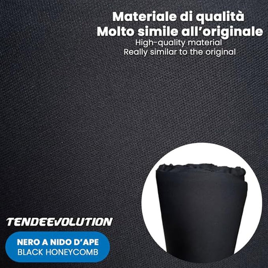 Kit Riparazione Tessuto Cielo Auto - Nido D'ape Nero Con 3 Colle Spray - Misura 1,50 x 3 m - Adatto anche per Pannelli Portiere e Pantoni