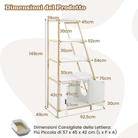 Lettiera per Gatti Salvaspazio, Mobile Nascosto 2 in 1 per Animali Domestici con Scaffale, Tappetini Rimovibili e Entrata a Forma di Testa di Gatto, Armadietto per Gatti per Salotto (Bianco)