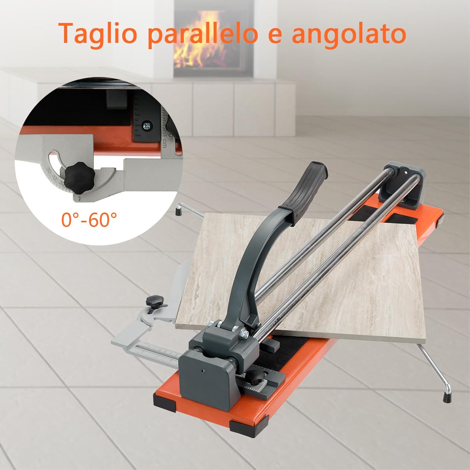 Tagliapiastrelle Manuale Professionale di 61 cm, diagonale di 40,5cm, con scala graduata Precisa rimovibile, rotella di taglio in carburo di tungsteno, per piastre di pavimento e soffitto