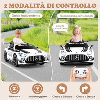 Macchina Elettrica per Bambini, Mercedes Auto Cavalcabile con Telecomando 3 Velocità Luci LED Musica e Connessione Senza Fili, Partenza Morbida, 4,5 Km/h, 3+ Anni (Bianco)