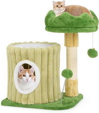 Tiragraffi per Gatti 50 x 41 x 54 cm, Torre Moderno con Pali in Sisal, Piattaforma Imbottita e Pallina Penzolante, Cuccia per Animali Domestici, Verde e Naturale
