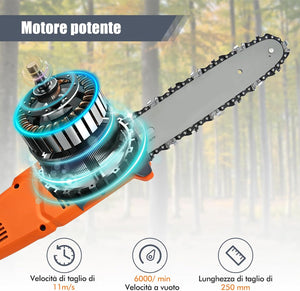 Motosega Telescopica Elettrica da 212-286 cm, Motosega Multiangolare con Testa Regolabile, Installazione senza Attrezzi, Leggera e con Cavo per Taglio di Rami e Legno