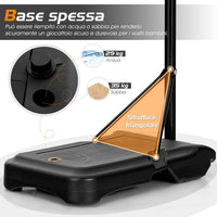 Canestro da Basket Bambini da Esterno, Canestro da Basket Regolabile in 5 Altezze e Portatile con Rete Durevole e Tabellone Infrangibile, 44,5 x 73,5 x 155-210 cm