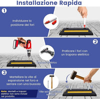 Ferma Ruota per Veicoli da Garage, Set di Fermaruote in Gomma per Parcheggi, con Strisce Riflettenti, per Uso Interno ed Esterno, 54,5 x 16 x 9 cm