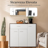 Mobile Credenza Moderno, Armadietto per Cucina con Cassetto e 3 Ante e Ripiano Regolabile, per Cucina, Sala da Pranzo e Soggiorno, 88 x 40 x 80 cm