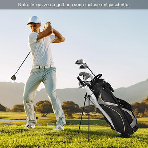 Borsa da Golf a 8 Vie, Borsa da Golf Portatile Leggera da 2 kg con Separatori Superiori, 7 Tasche, Borsa Frigo e Cappuccio Antipio