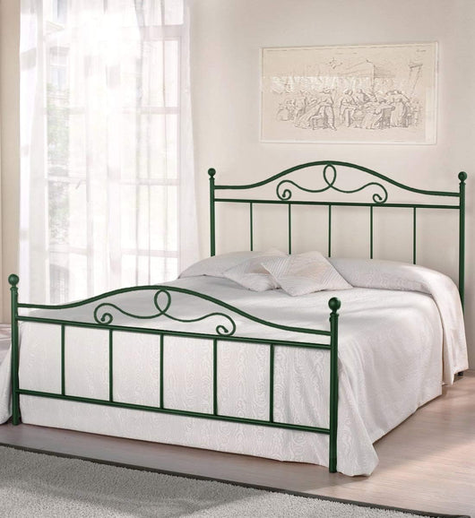 Qualydorm Letto in Ferro Battuto Moderno matrimoniale MALTA - Made in Italy Vari colori da cm 160x190 Artigianale Verde