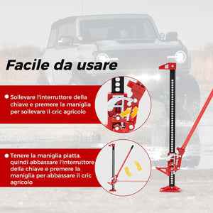 Cric per Auto a Cremagliera, Capacità di Sollevamento di 3000 kg, Cric di Sollevamento Pesante per Auto, Camion, Jeep, Quad, UTV e SUV