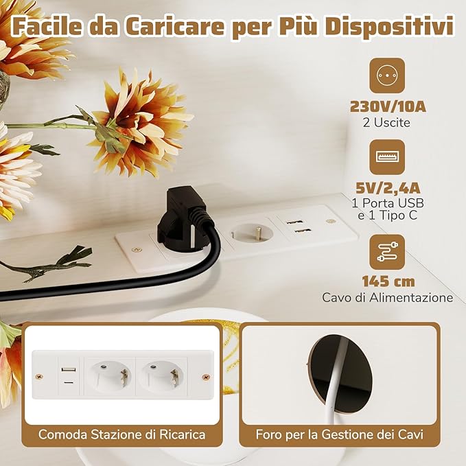 Credenza da Cucina Salvaspazio, Mobile Dispensa con Stazione di Ricarica, 4 Ante, 2 Ripiani Regolabili e 1 Cassetto, Armadio Alto per Soggiorno e Sala da Pranzo, 65 x 38 x 168 cm