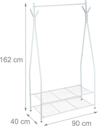 Appendiabiti asta appendiabiti portaoggetti 2 scomparti portascarpe stivali 162 cm in metallo bianco 13_0002133_2