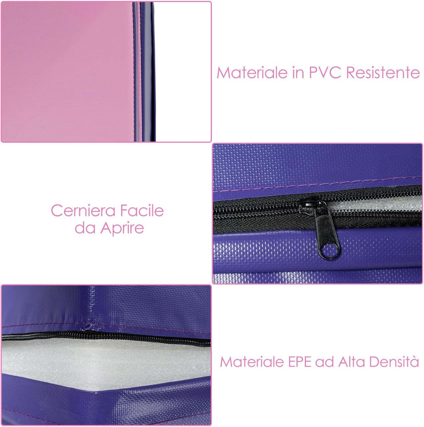 Materassino Ginnastica Inclinato, Tappetino Inclinato a Forma di Cuneo con Maniglia, Tappetino Ginnastica Pieghevole per Allenamenti a Casa Aerobica Fitness Palestra