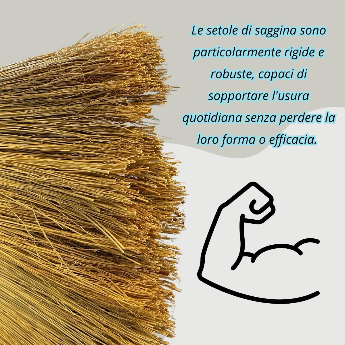  Scopa Saggina da Esterno con Setole in Paglia Legate Con Stoffa 