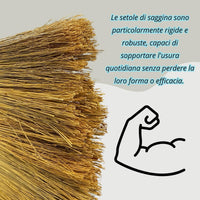  Scopa Saggina da Esterno con Setole in Paglia Legate Con Stoffa 