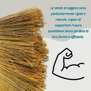  Scopa Saggina da Esterno con Setole in Paglia Legate Con Stoffa 