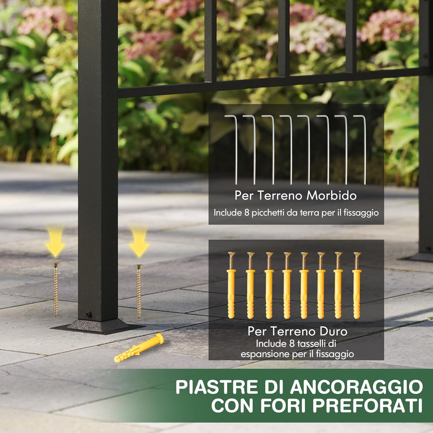 Gazebo Barbecue 248 x 150 x 232 cm, Gazebo con Struttra in Metallo con Tetto in Policarbonato Ventilato, Mesnole Laterali e Ganci, Tenda per Giardino, Patio e Cortile